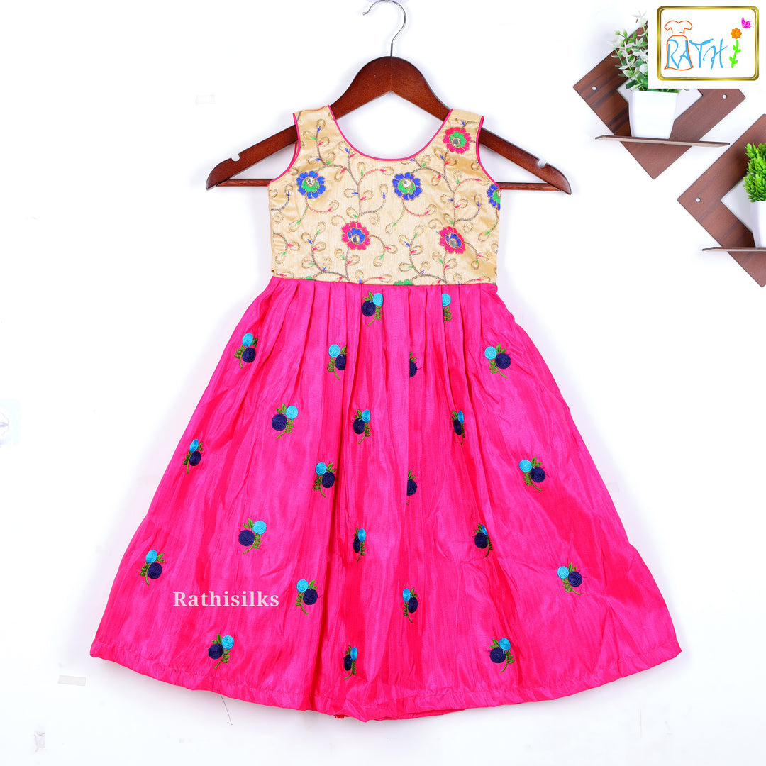 Golden Embroidered Bodice Frock