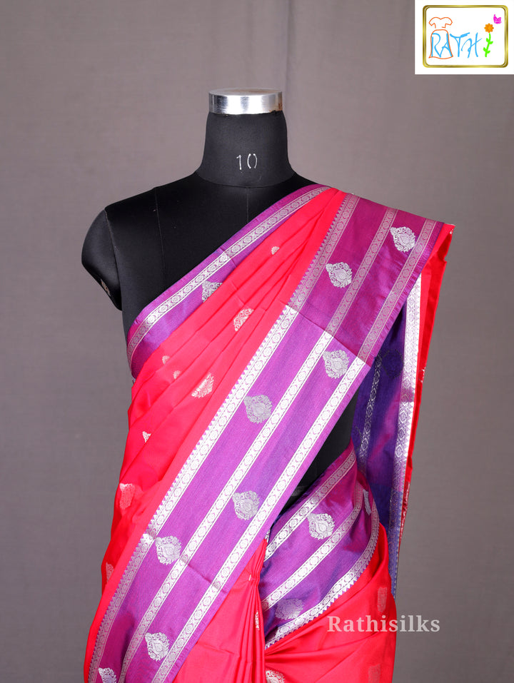 Radiant Red and Purple Art Silk Saree