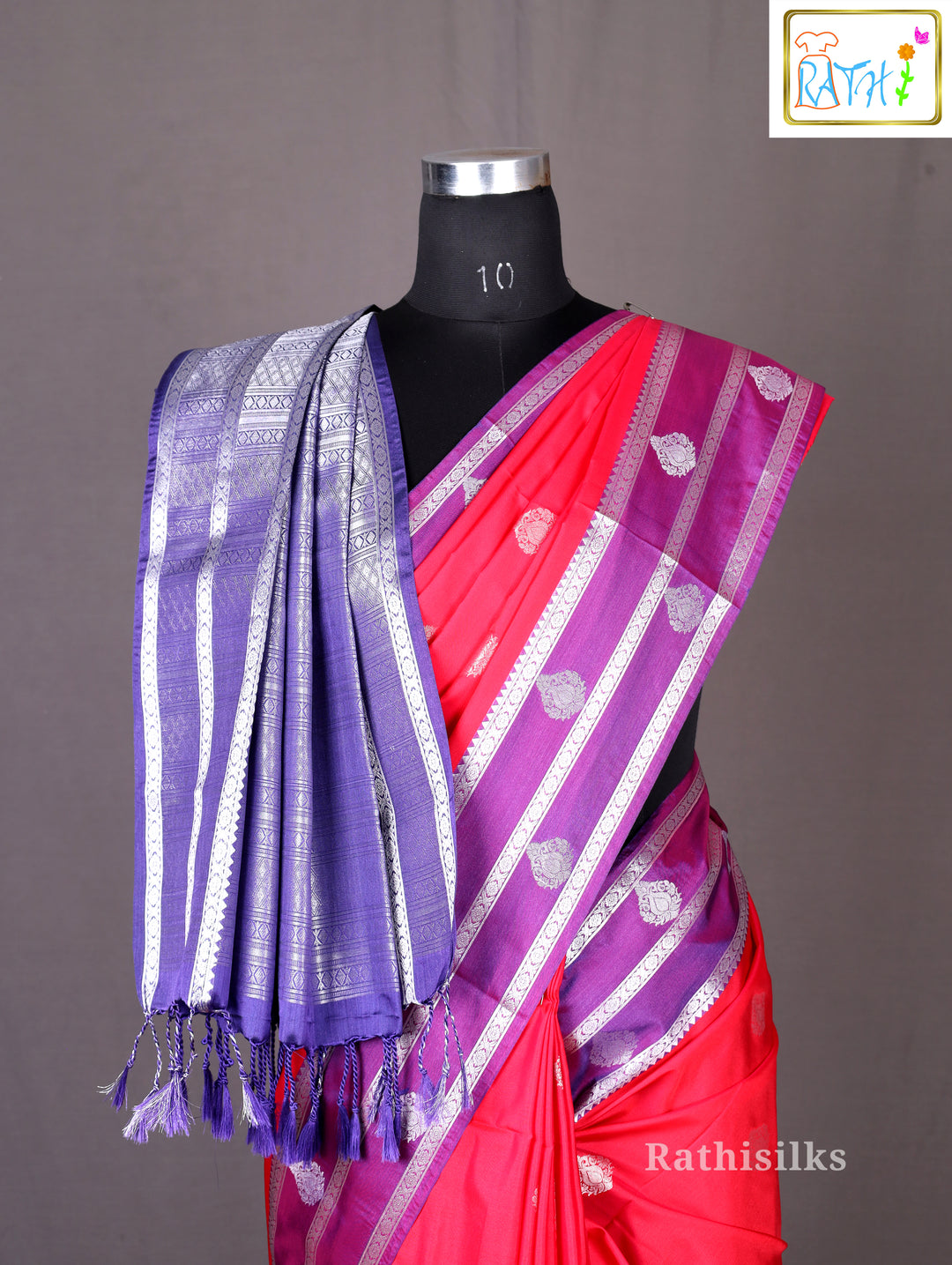 Radiant Red and Purple Art Silk Saree
