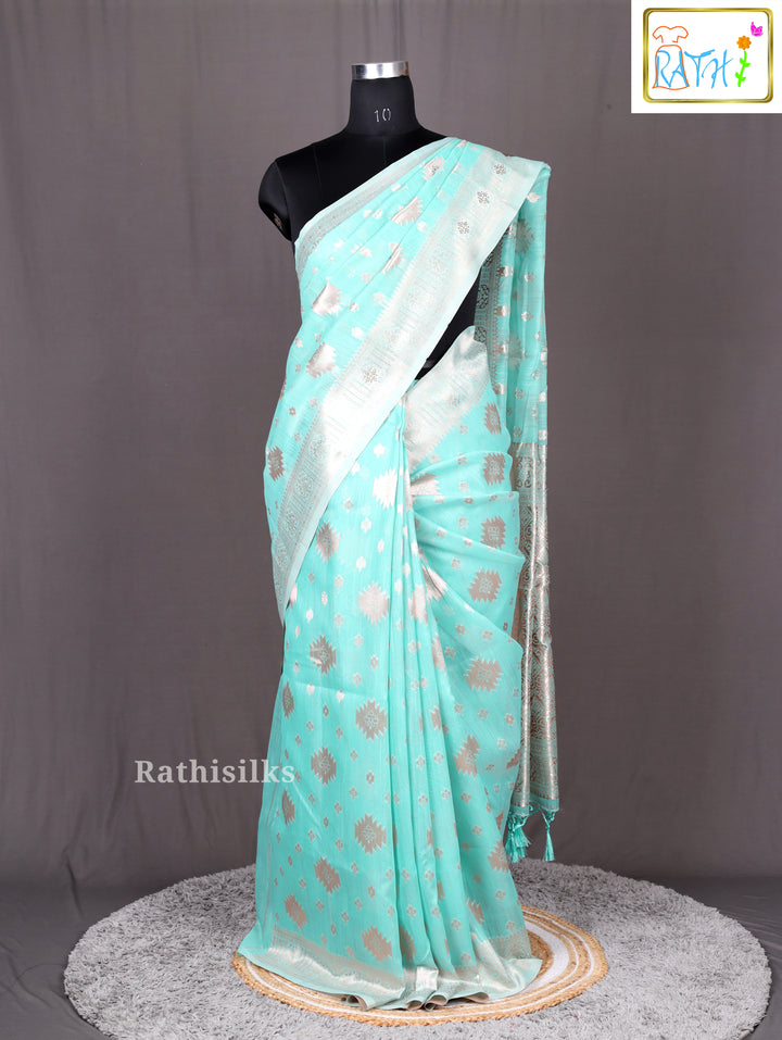 Elegant Sea Green Synthetic Saree