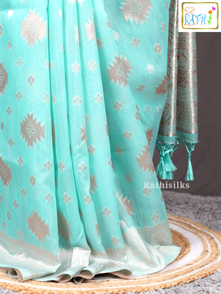 Elegant Sea Green Synthetic Saree