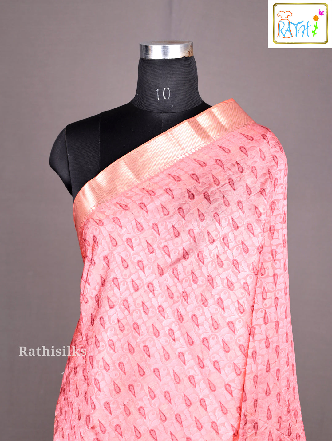 Graceful Peach Synthetic Saree