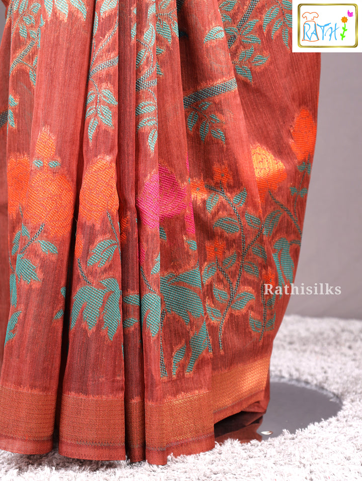 Graceful Rust Synthetic Saree