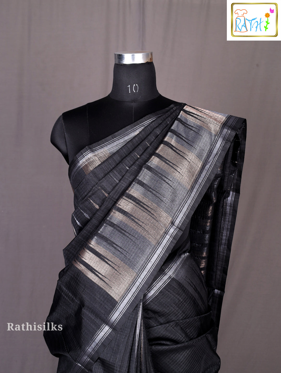 Elegant Black Synthetic Saree