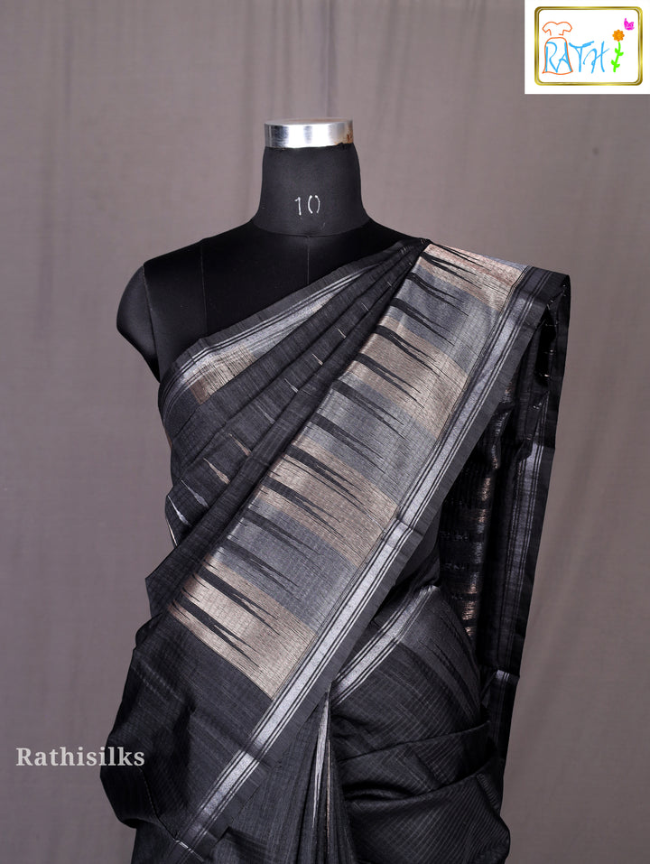 Elegant Black Synthetic Saree