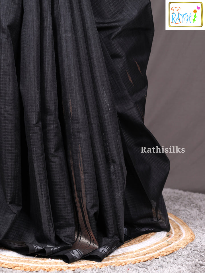 Elegant Black Synthetic Saree