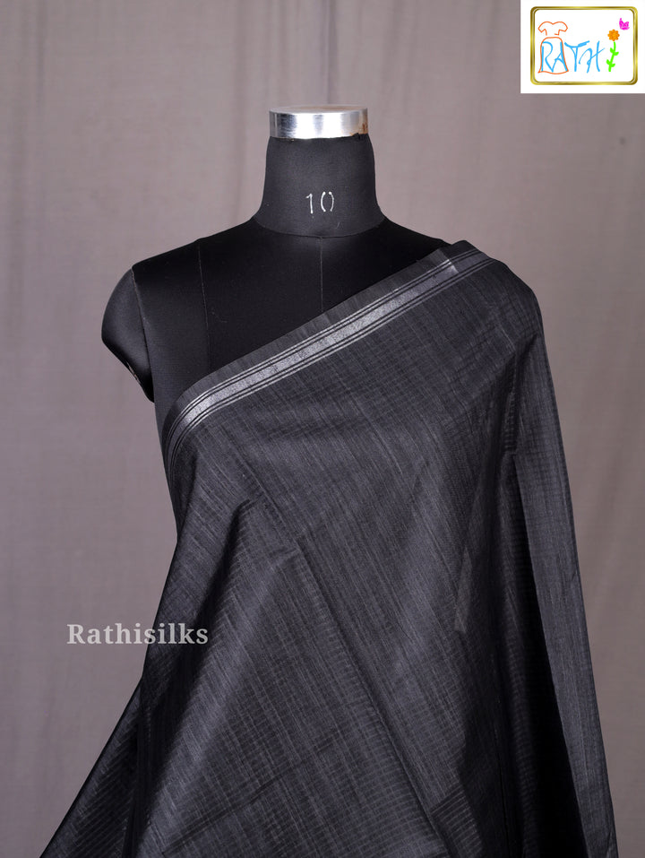 Elegant Black Synthetic Saree
