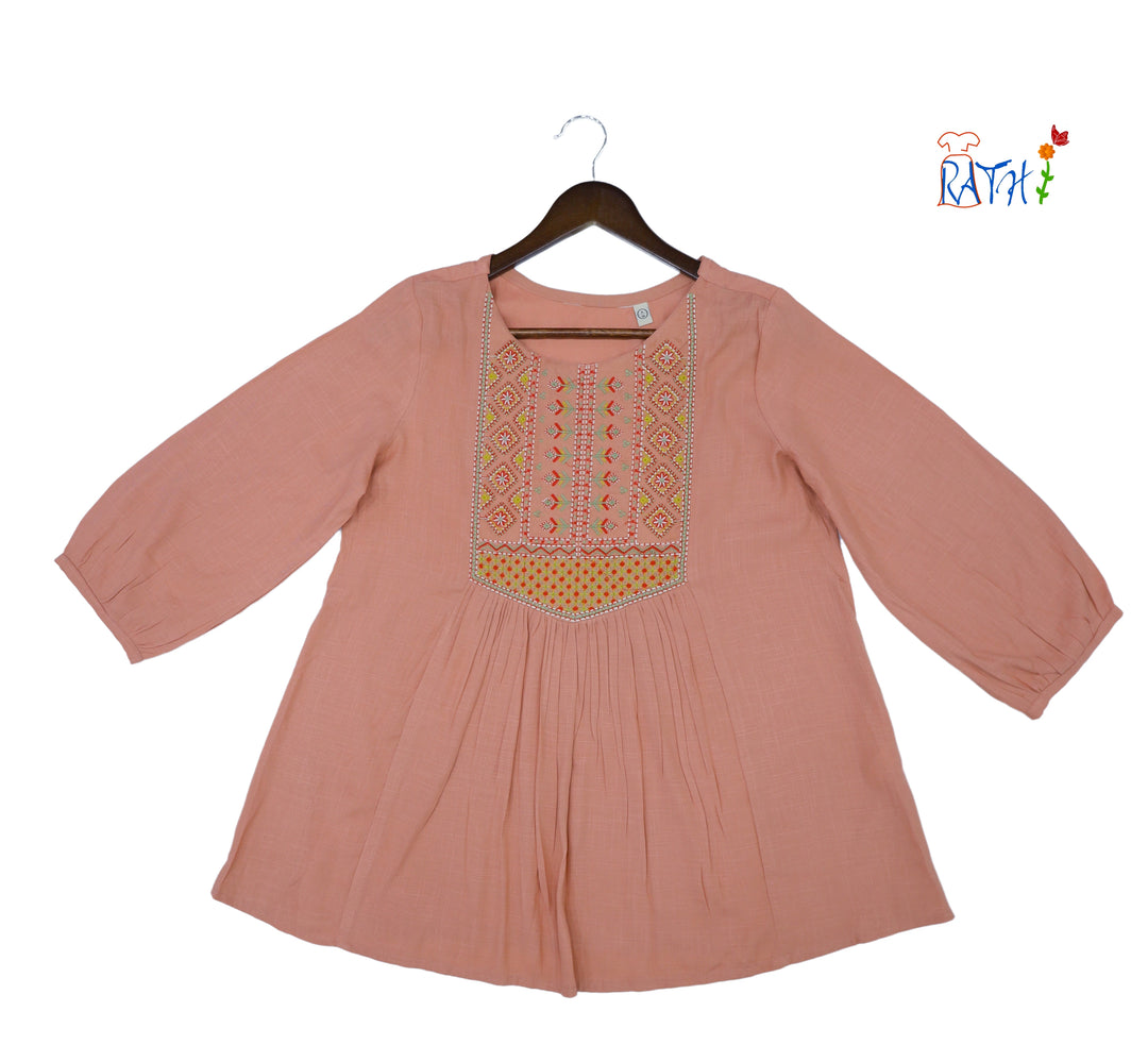 Rayon Embroidered Cotton Kurta Top