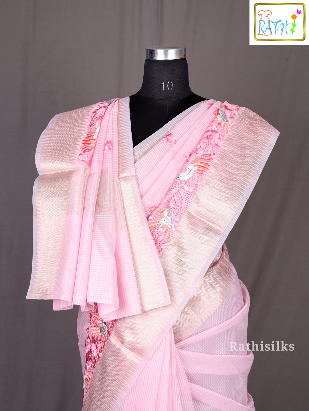 Elegant Baby Pink Synthetic Saree