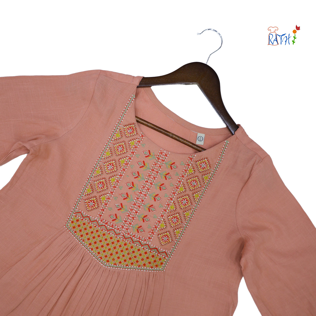 Rayon Embroidered Cotton Kurta Top