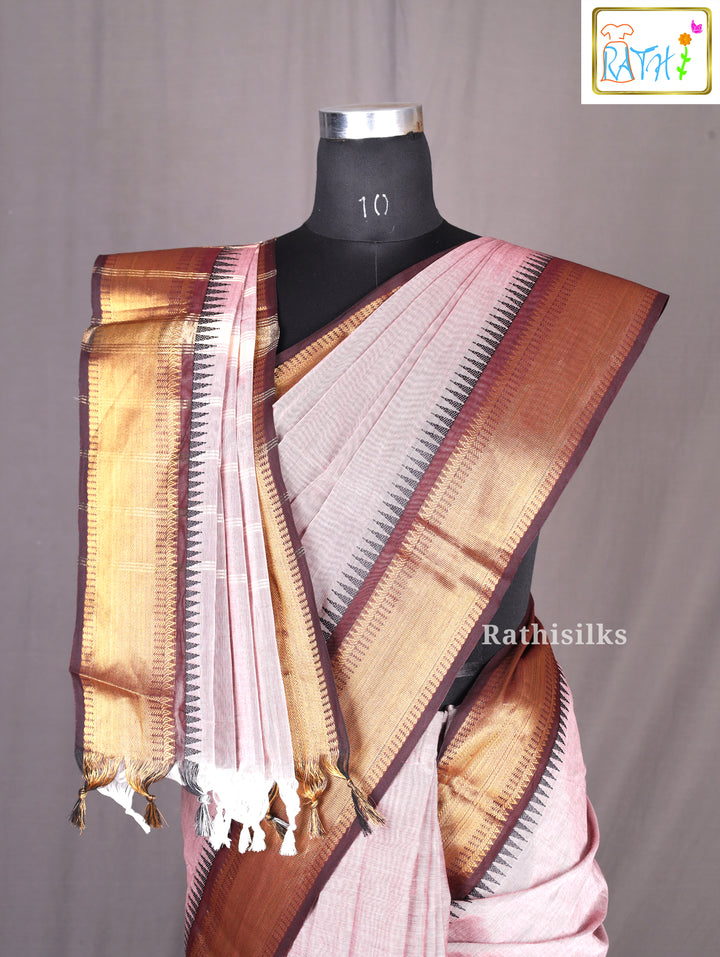 Elegant Dusty Rose Synthetic Saree