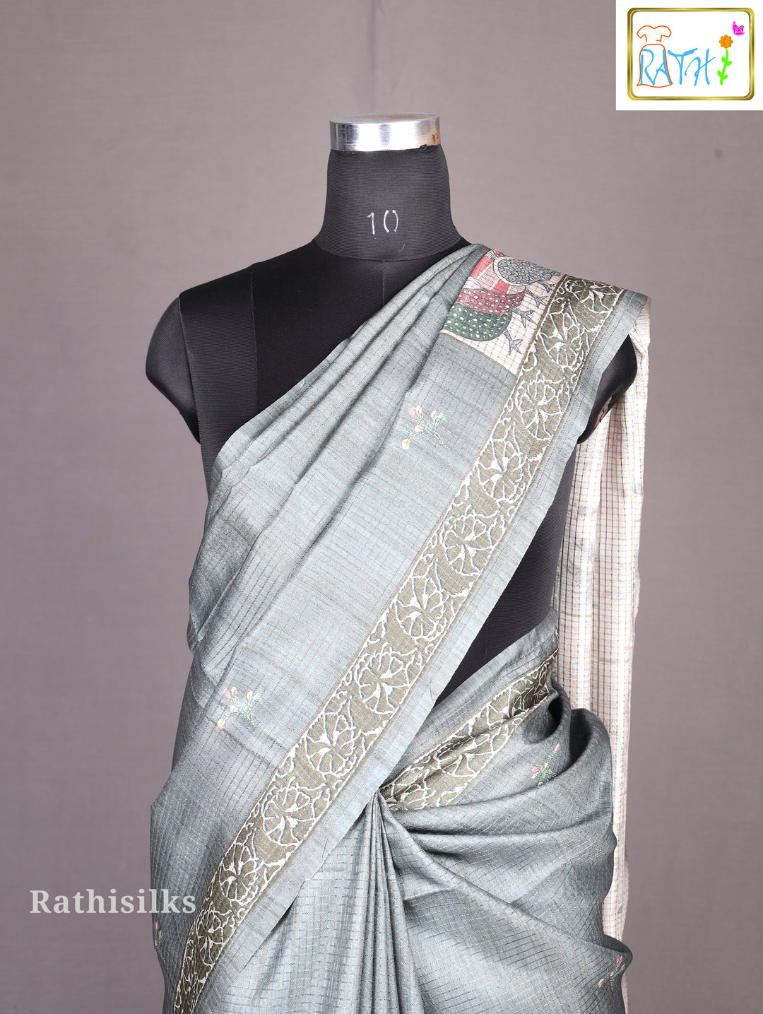 Elegant Grey Synthetic Saree