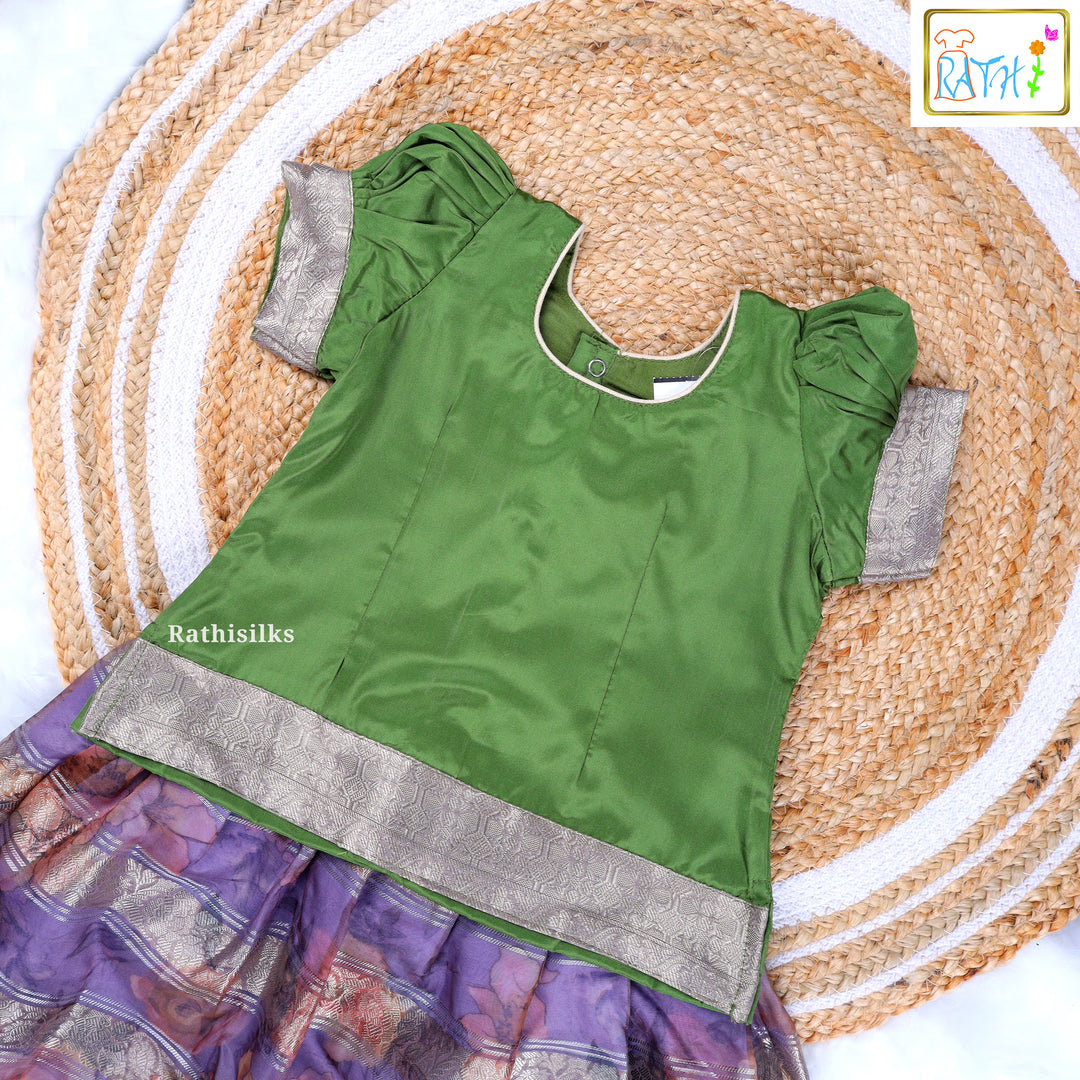 Regal Green and Lavender Zari Pavadai Sattai
