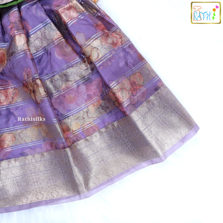 Regal Green and Lavender Zari Pavadai Sattai
