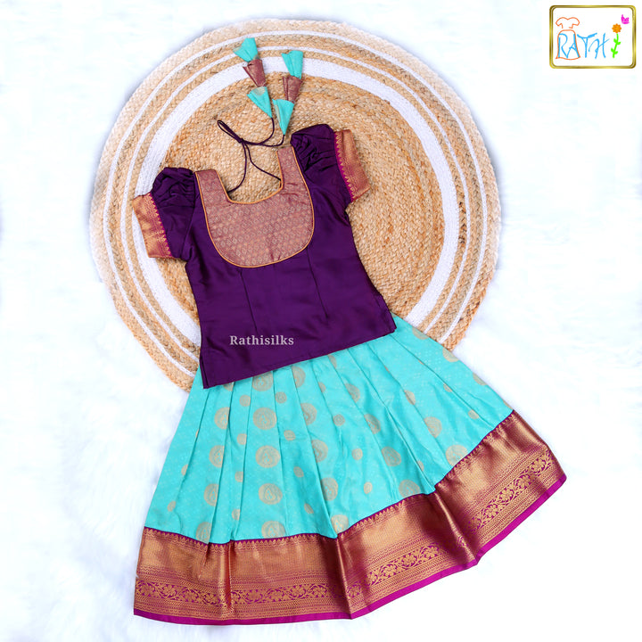 Regal Green and Lavender Zari Pavadai Sattai