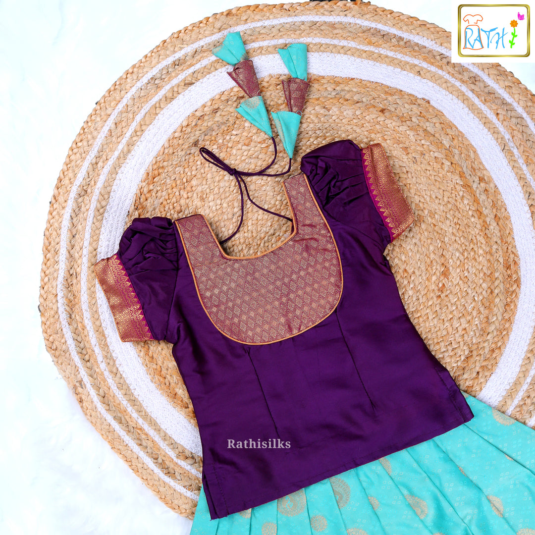 Regal Green and Lavender Zari Pavadai Sattai