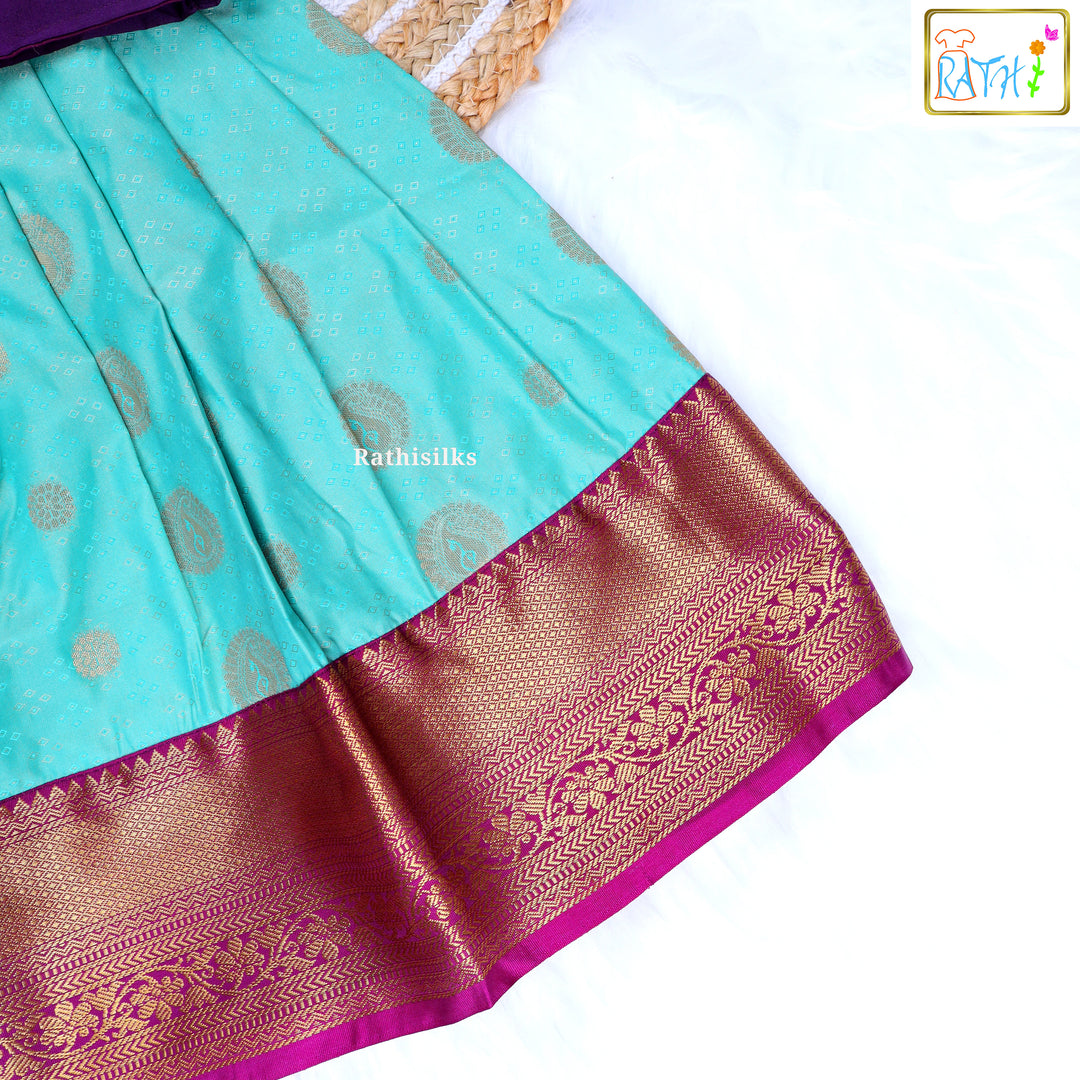 Regal Green and Lavender Zari Pavadai Sattai