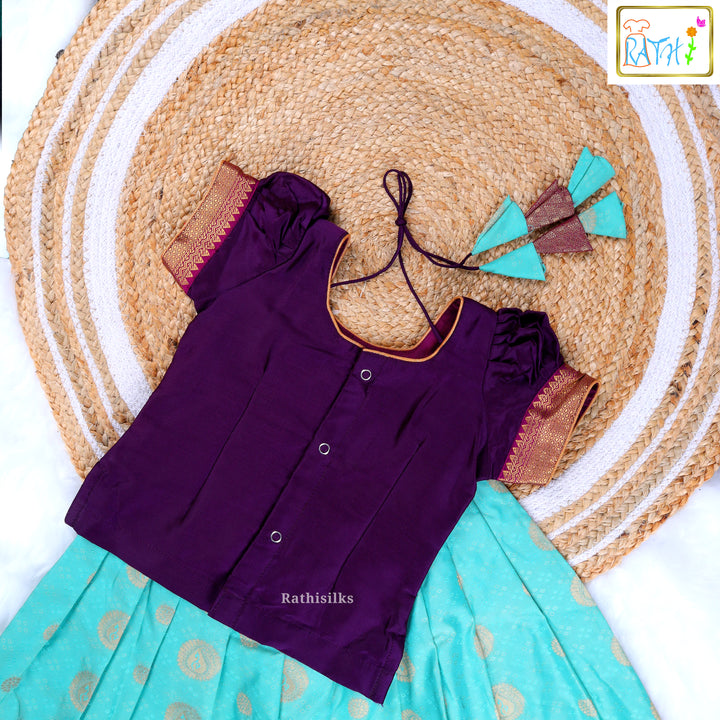 Regal Green and Lavender Zari Pavadai Sattai