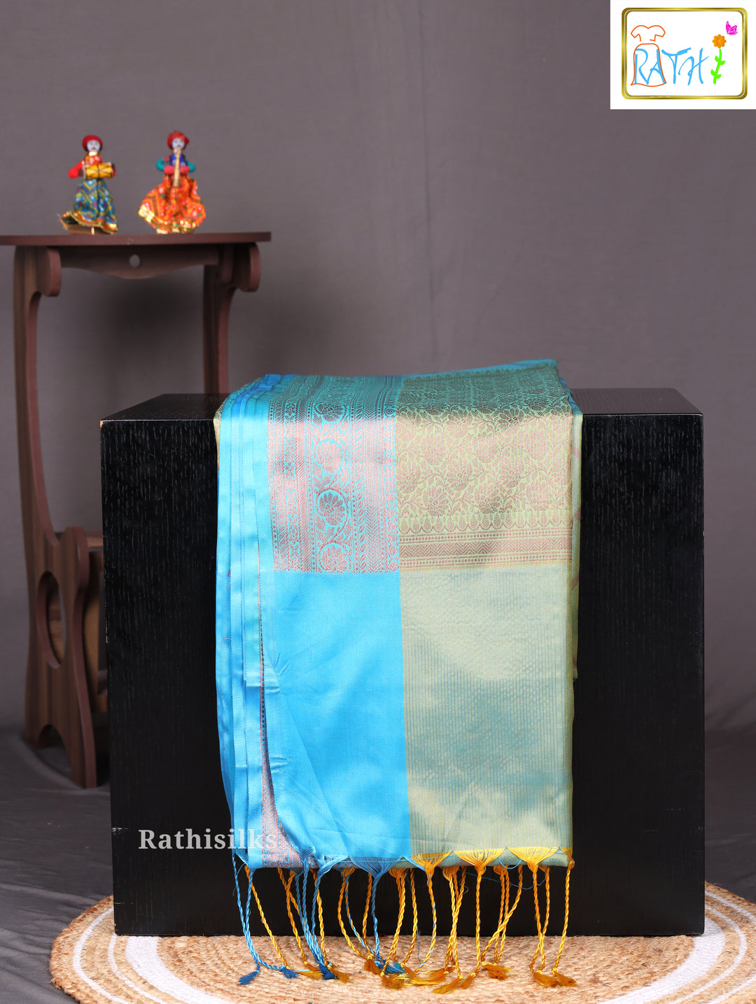 Aqua Green Art Silk Saree