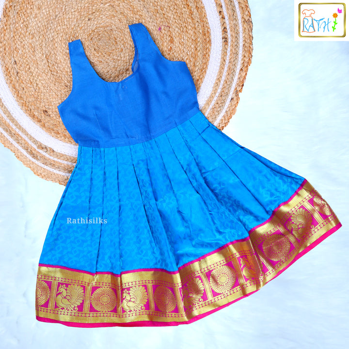 Vibrant Pink and Blue Pavadai Sattai