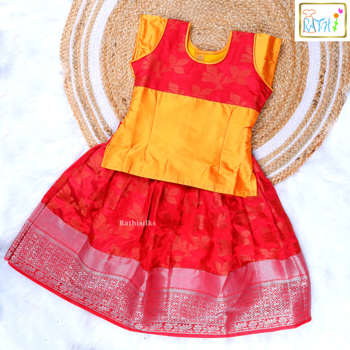 Radiant Yellow and Red Pavadai Sattai