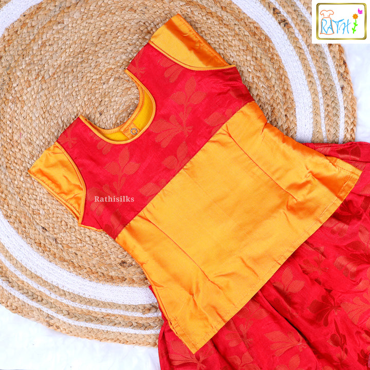 Radiant Yellow and Red Pavadai Sattai