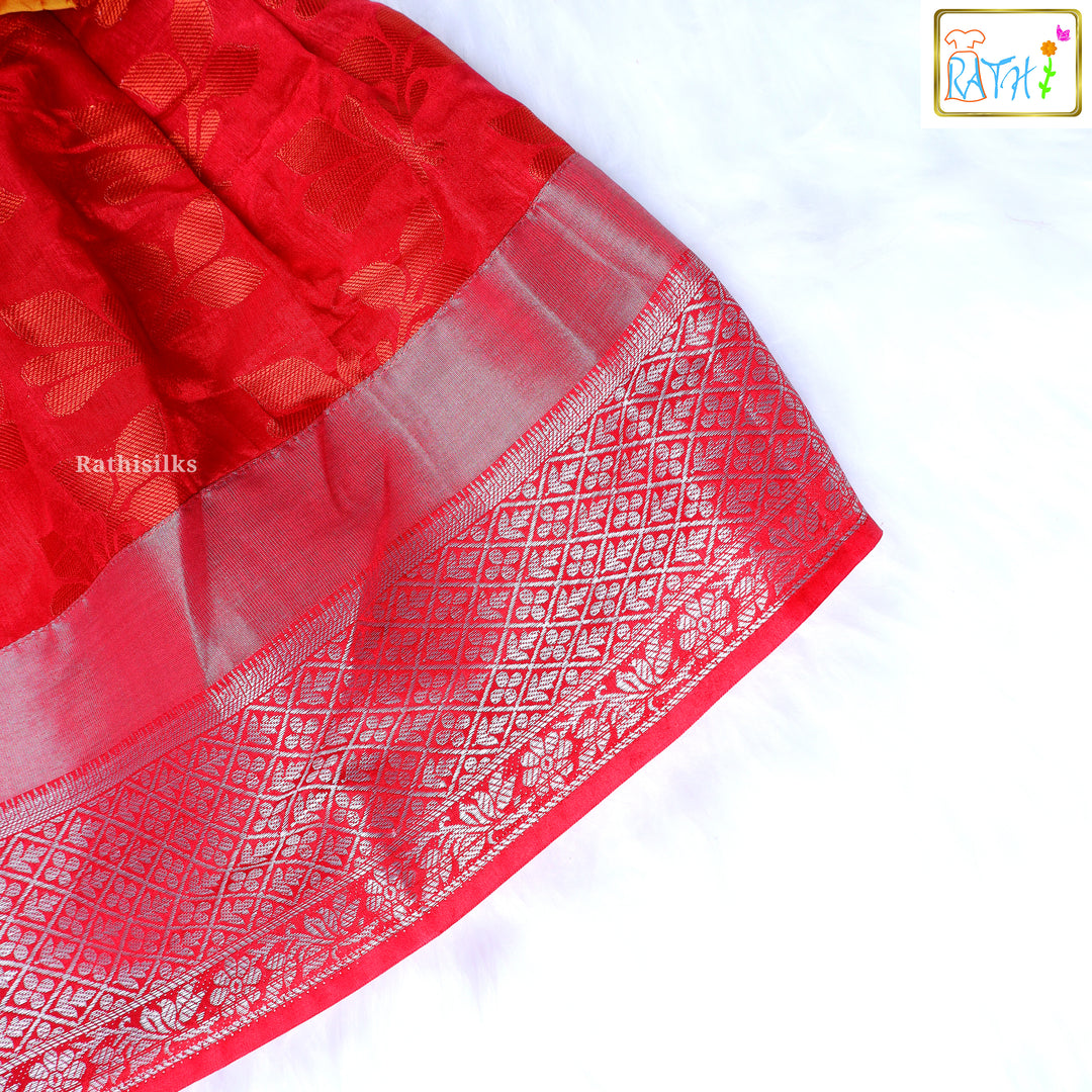 Radiant Yellow and Red Pavadai Sattai
