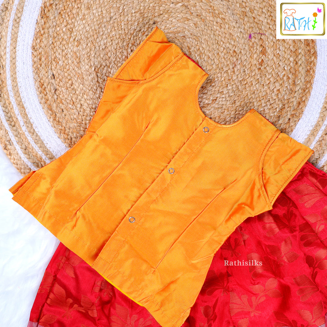 Radiant Yellow and Red Pavadai Sattai