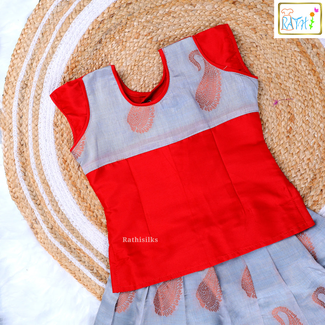 Graceful Red and Grey Pavadai Sattai