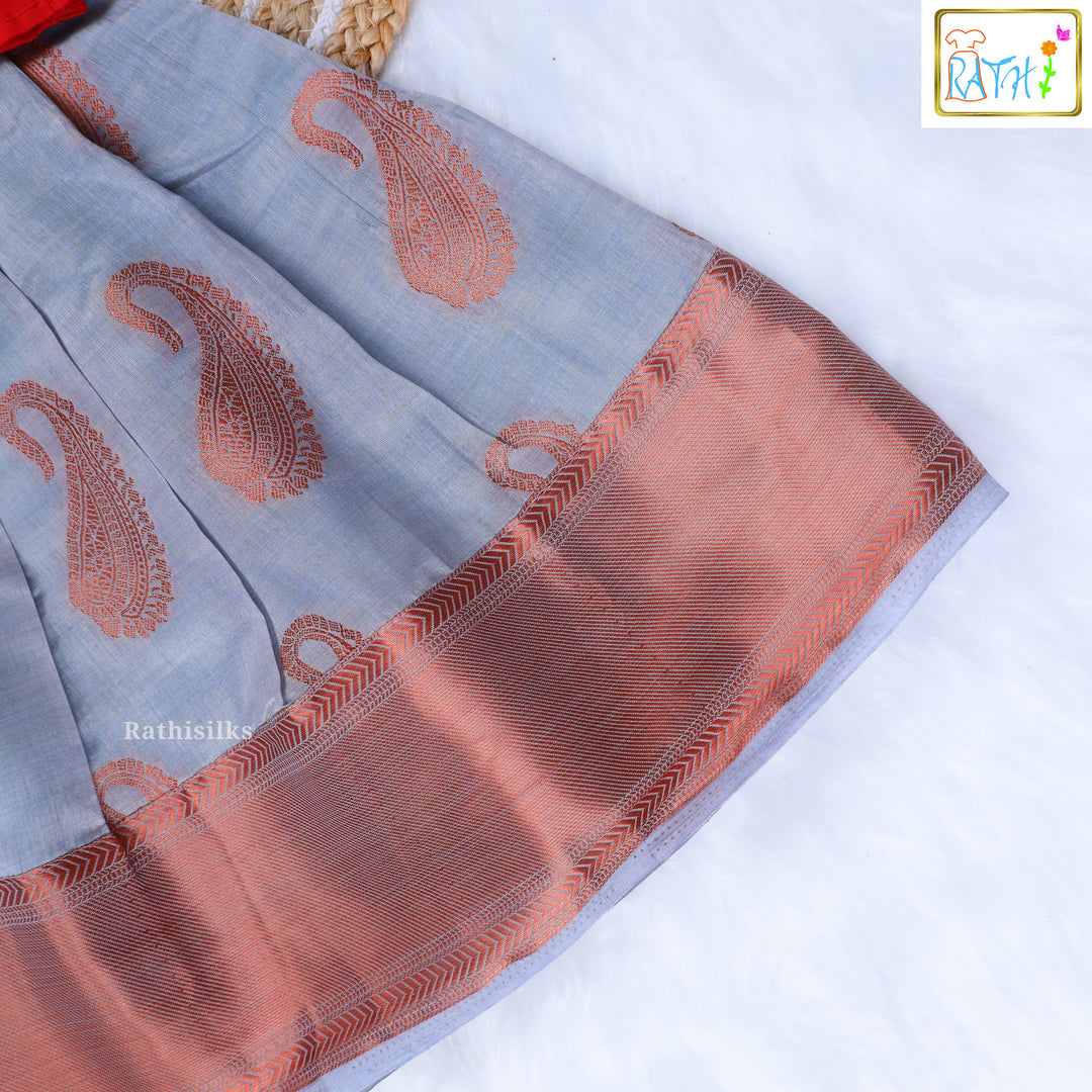 Graceful Red and Grey Pavadai Sattai