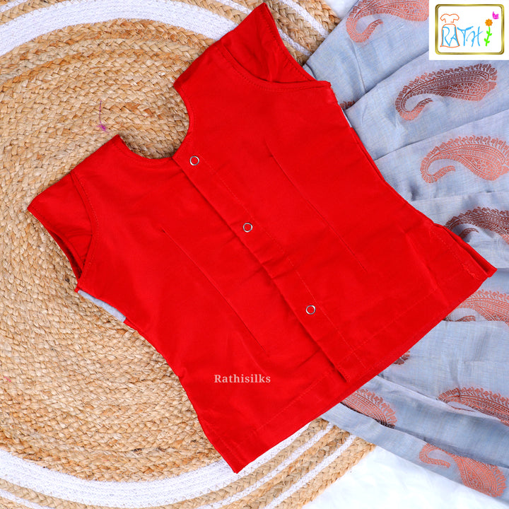 Graceful Red and Grey Pavadai Sattai