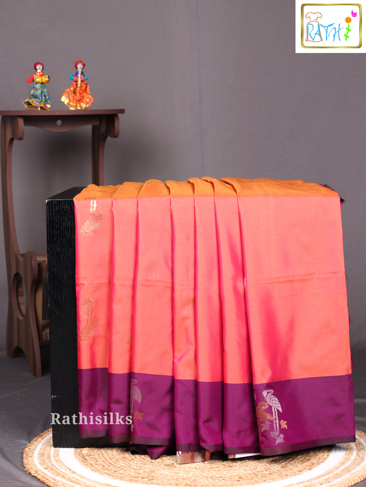 Orange Art Silk Saree