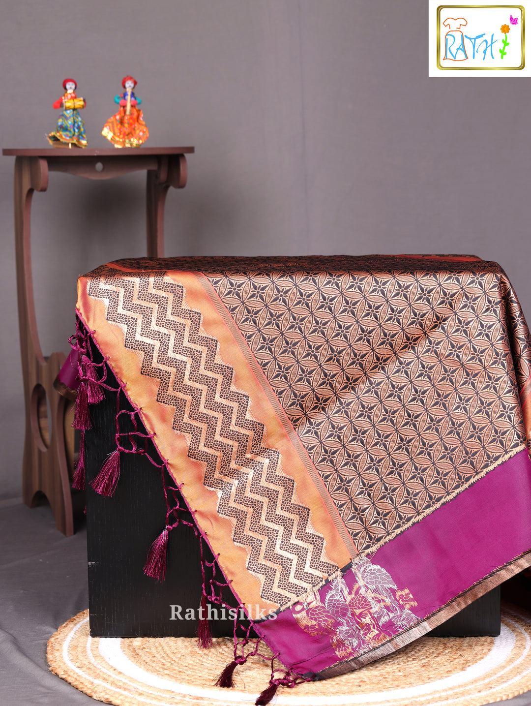 Orange Art Silk Saree