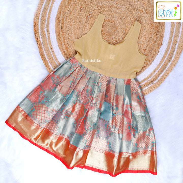 Traditional Red-Gold Silk Pavadai Sattai