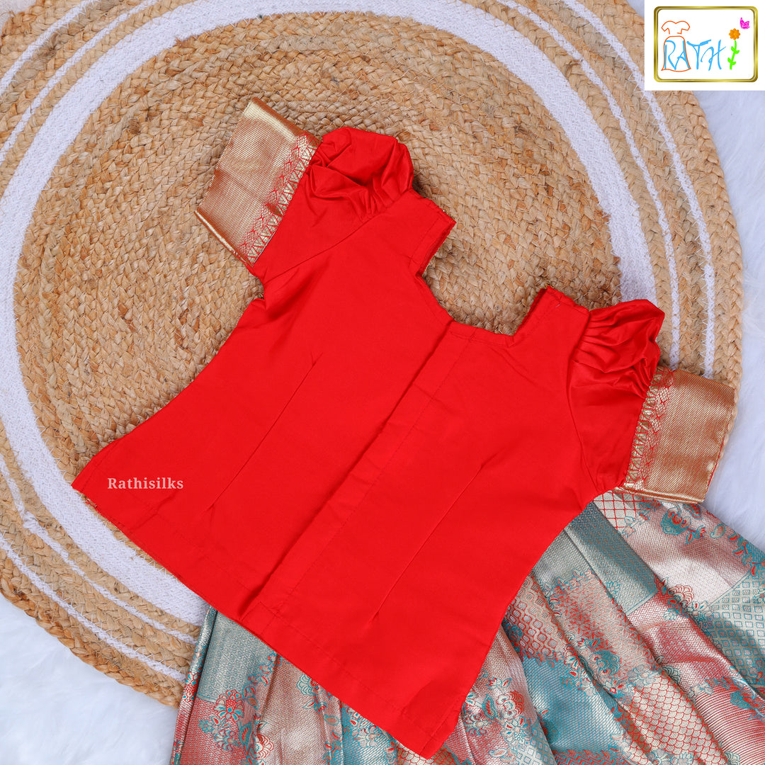 Traditional Red-Gold Silk Pavadai Sattai