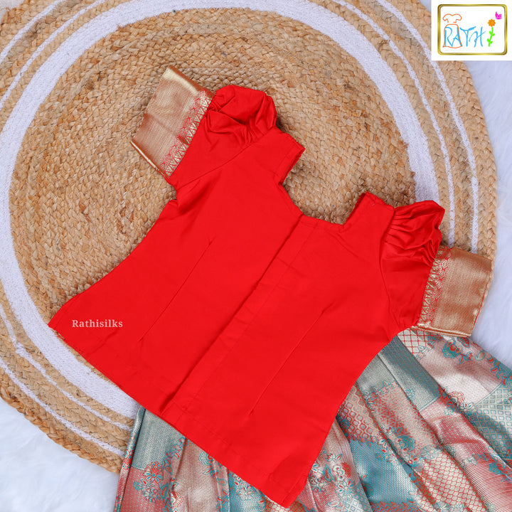 Traditional Red-Gold Silk Pavadai Sattai