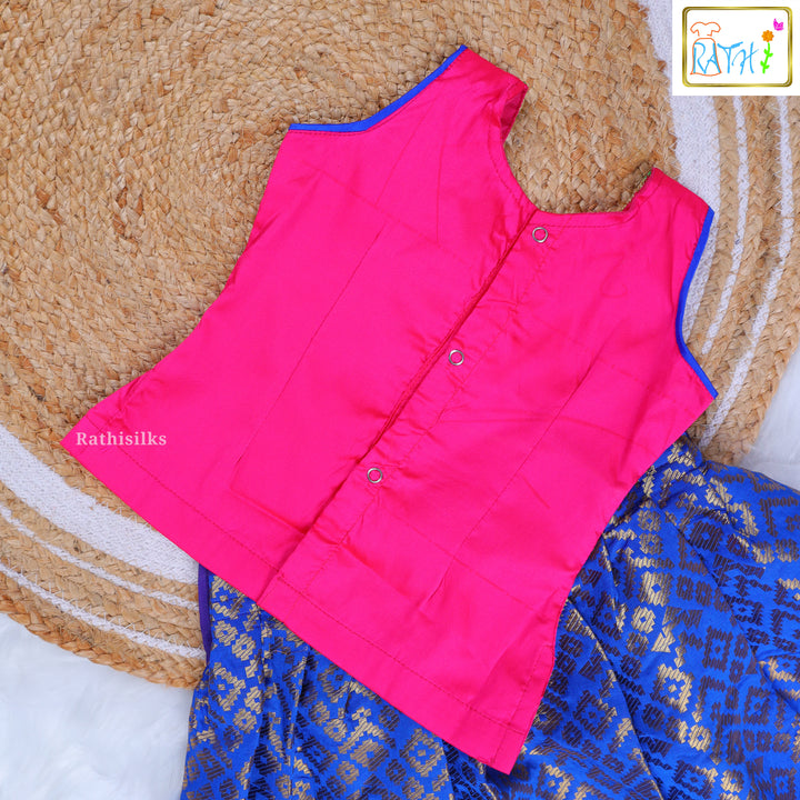 Traditional Pink-Blue Silk Pavadai Sattai