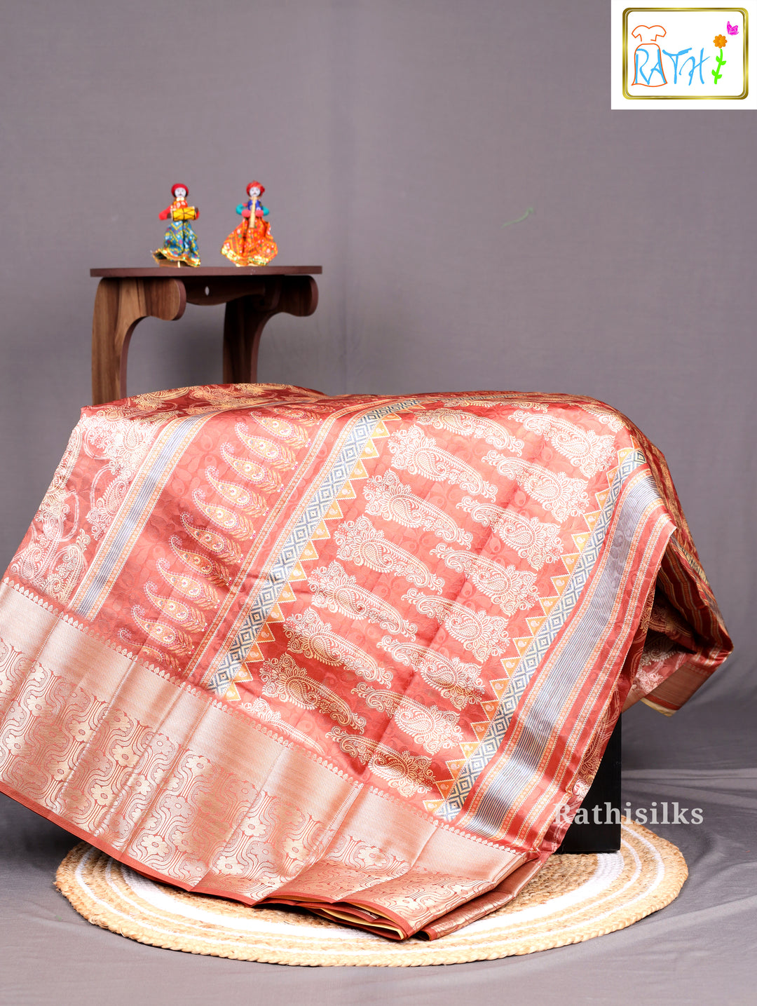 Brown Synthetic Saree