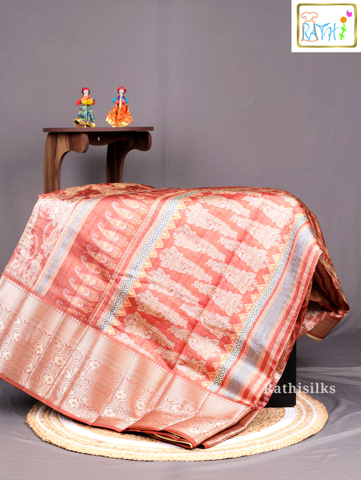 Brown Synthetic Saree