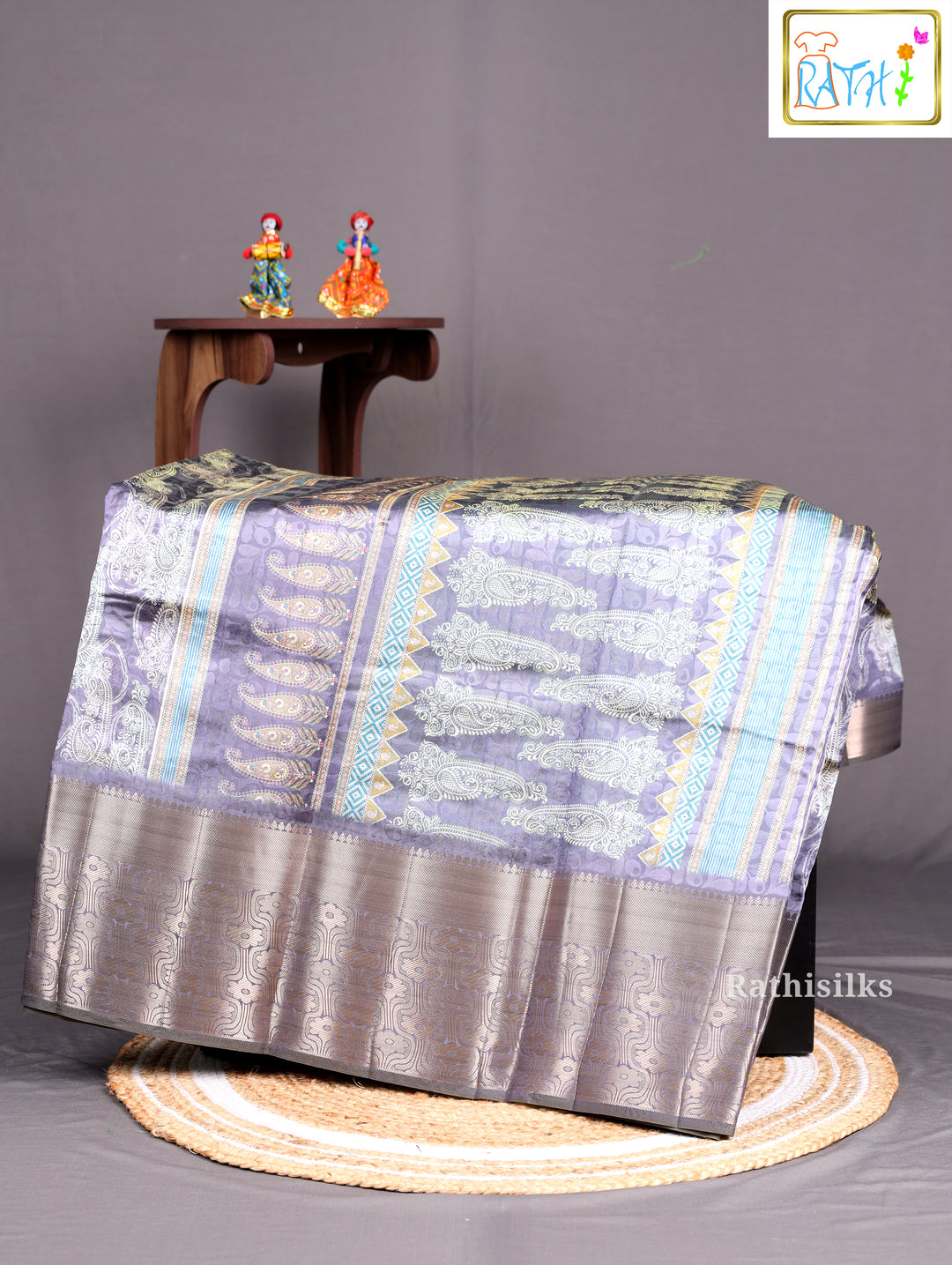 Grey Synthetic Saree