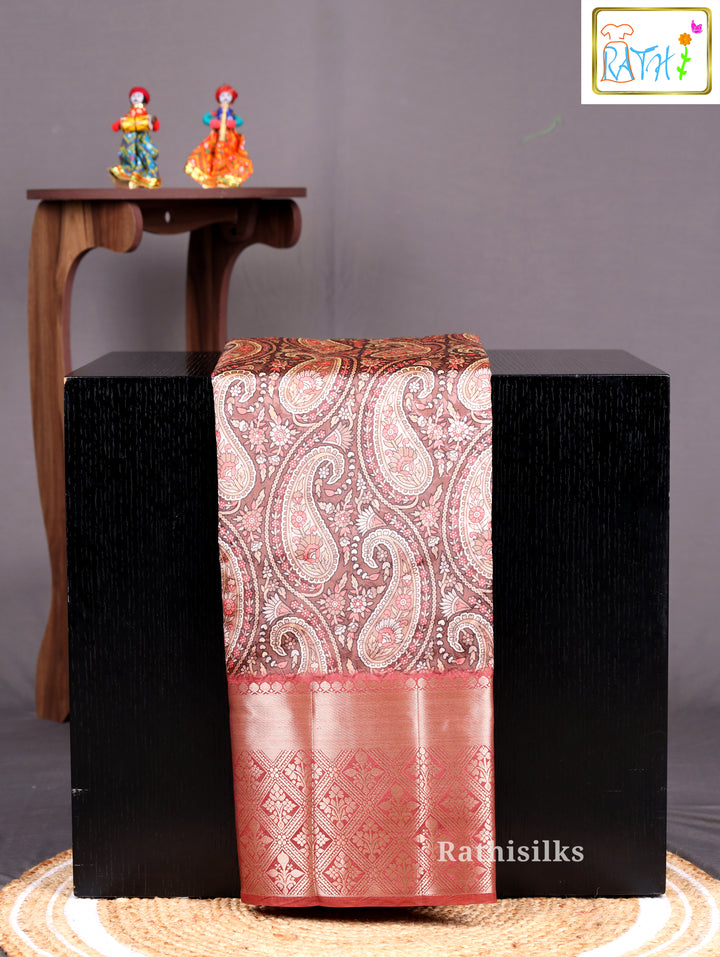 Trendy Brown Synthetic Saree