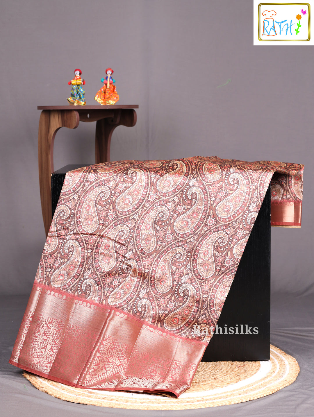 Trendy Brown Synthetic Saree