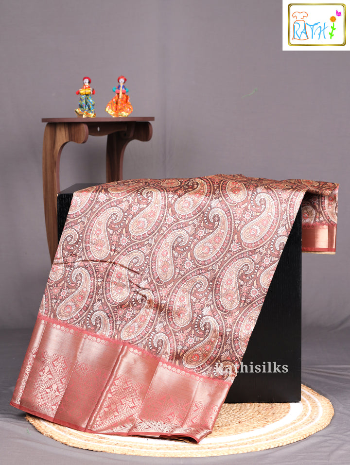 Trendy Brown Synthetic Saree