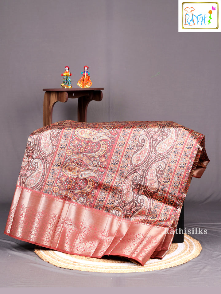 Trendy Brown Synthetic Saree