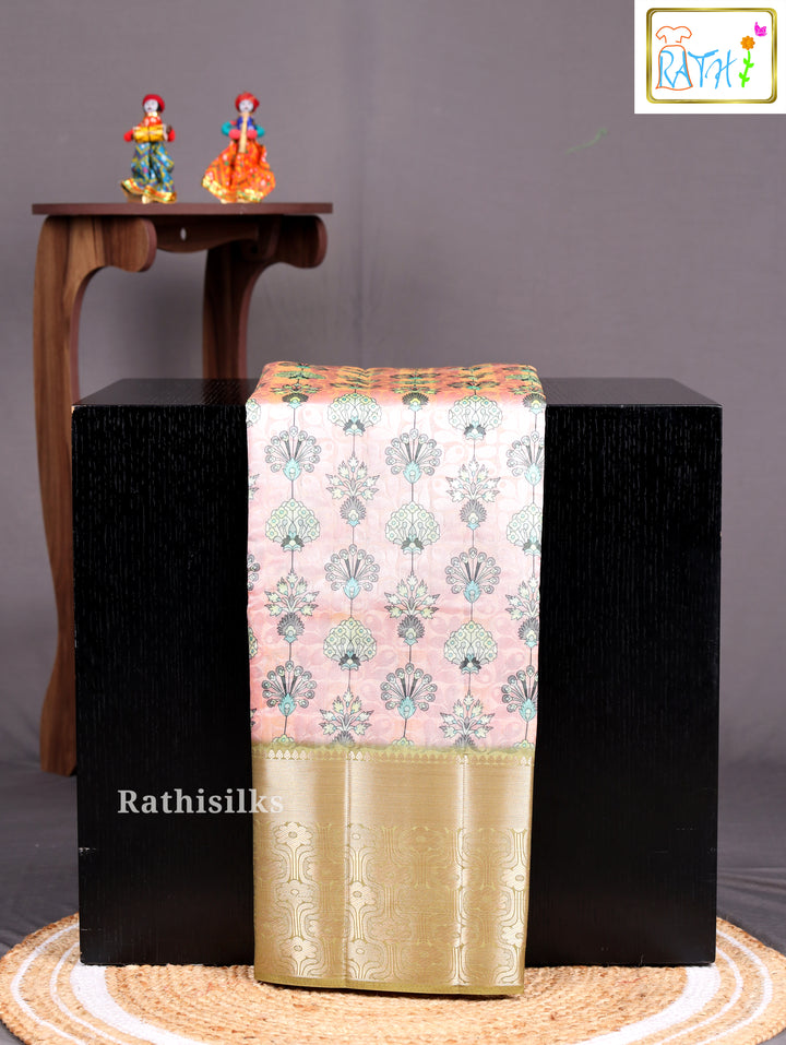 Peach Synthetic Saree