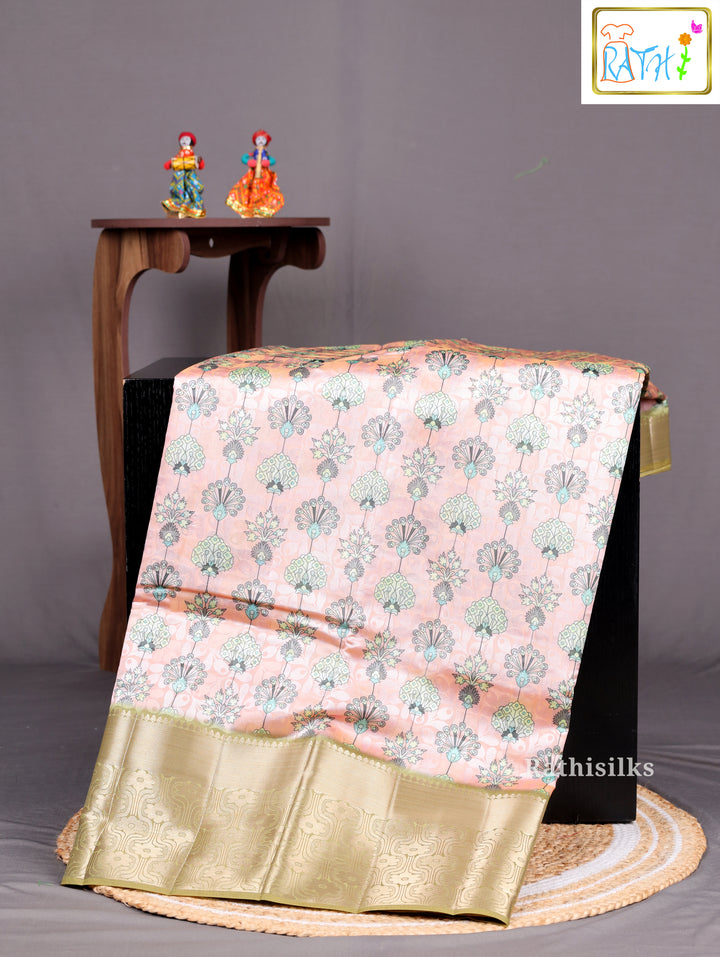 Peach Synthetic Saree