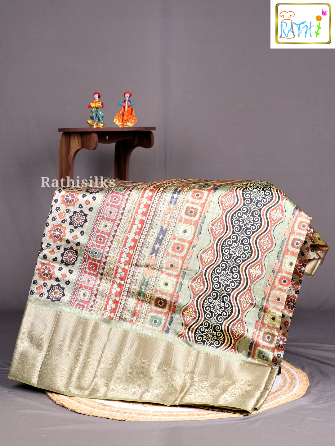 Green Synthetic Saree