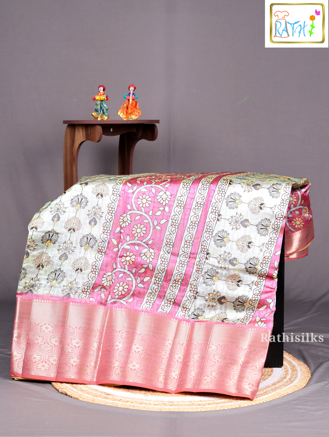 Mint Green Synthetic Saree