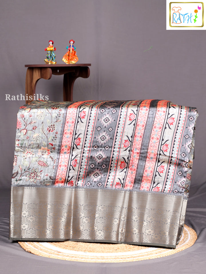 Grey Synthetic Saree