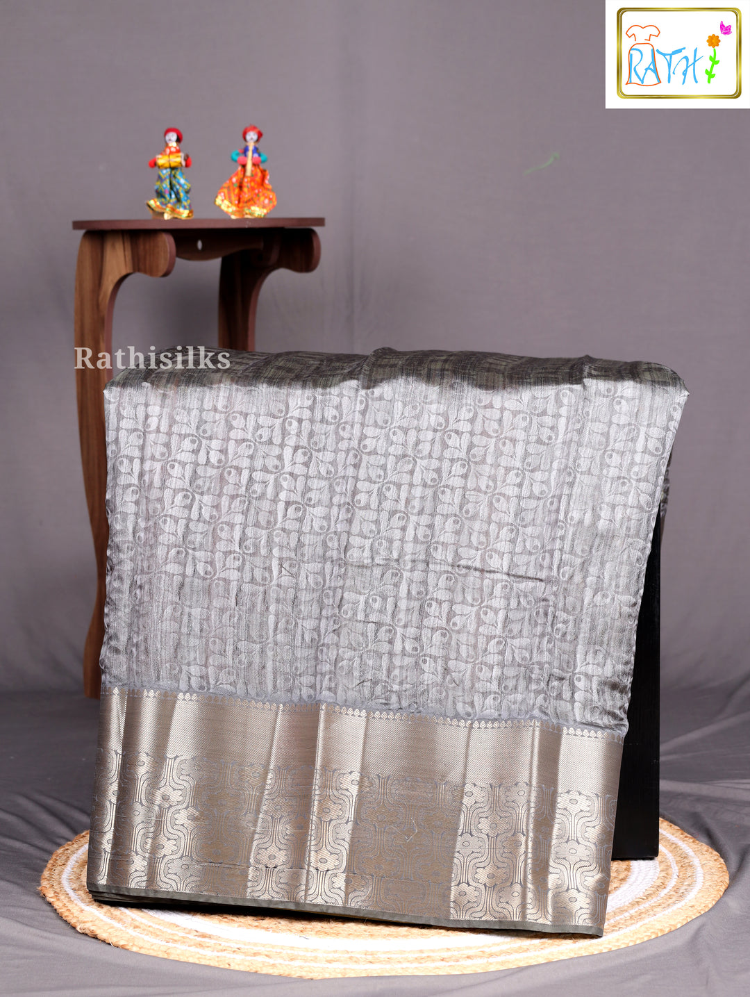 Grey Synthetic Saree